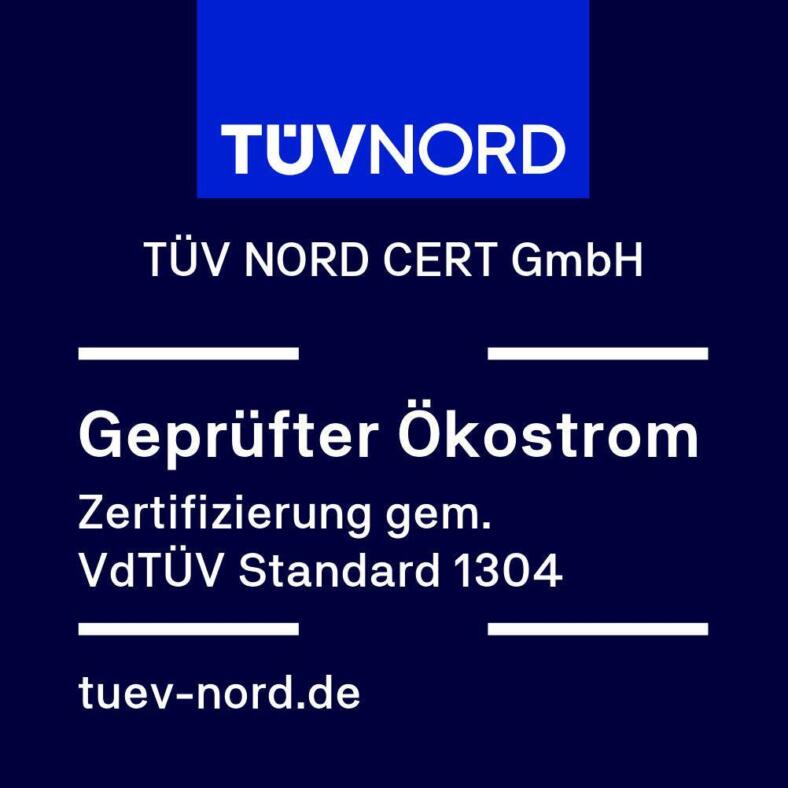 TÜV-Nord-Siegel als Zertifizierungsnachweis für geprüften Ökostrom