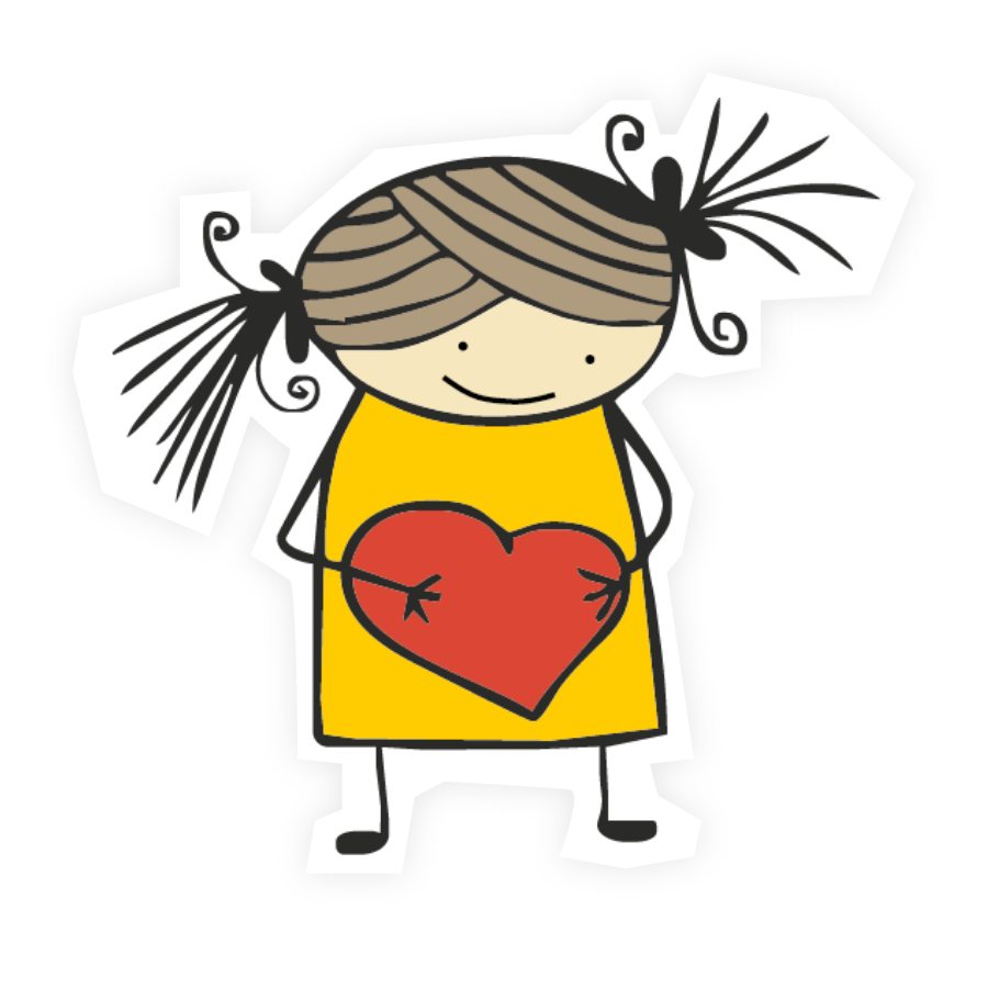 Comic-Mädchen mit Herz – Symbol für EVL-Förderprogramm ‚evl | initiativ‘